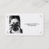 Carte De Visite Beige Moderne Minimal Nettoyer Logo Photographie (Devant)