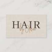 Carte De Visite Beige Neutral Linen QR Code Hair Stylist  (Devant)
