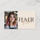 Carte De Visite Beige Neutral Photo QR Code Hair Stylist (Devant)