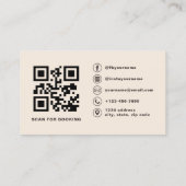 Carte De Visite Beige Neutral Photo QR Code Hair Stylist (Dos)