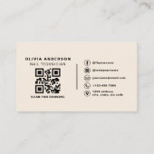 Carte De Visite Beige Neutral QR Code Nail Specialist Artist (Dos)