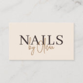 Carte De Visite Beige Neutral QR Code Nail Specialist Artist (Devant)