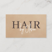 Carte De Visite Beige Neutral Suede QR Code Hair Stylist  (Devant)