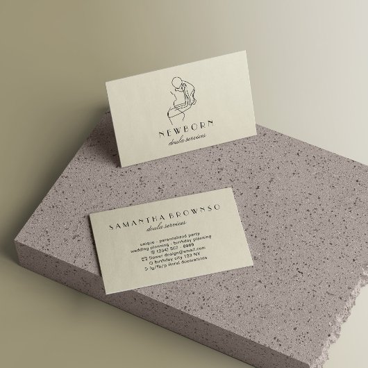 Carte De Visite Beige Nouveau-né bébé Doula