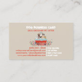 Carte De Visite Beige Rouge Chien Grooming Bain Lit Floral (Dos)