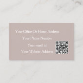 Carte de visite Beige Terre Cuite Élégante Code QR (Dos)