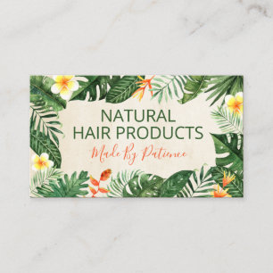 Carte De Visite Beige Tropical Produit naturel de coiffure artisan