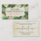 Carte De Visite Beige Tropical Produit naturel de coiffure artisan (Devant / Derrière)