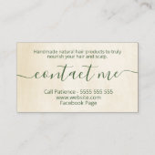 Carte De Visite Beige Tropical Produit naturel de coiffure artisan (Dos)