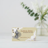 Carte de visite beige vintage de couture (Debout devant)