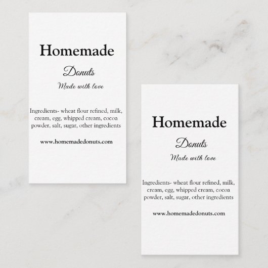 Carte De Visite beignets faits maison avec amour ajouter site de t (Devant / Derrière)