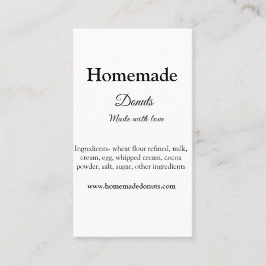 Carte De Visite beignets faits maison avec amour ajouter site de t (Devant)
