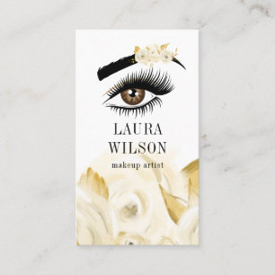 Carte De Visite Bel oeil avec les fleurs blanches d'aquarelle