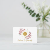 Carte De Visite Believe In Yourself - Celestial Gold Sun Floral (Debout devant)