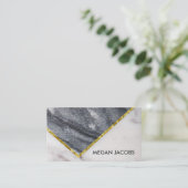 Carte De Visite Belle Accent Or et Marbre foncé et clair (Debout devant)