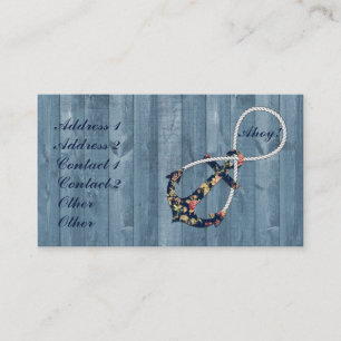 Carte De Visite Belle ancre fleurie rose vintage infinité