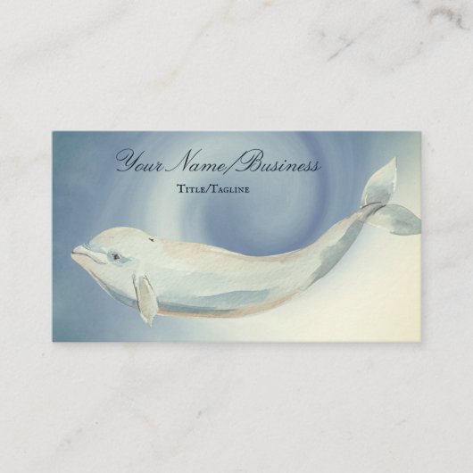 Carte De Visite Belle aquarelle Beluga Whale Ocean Beach (Devant)