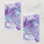 Carte De Visite Belle aquarelle bleue et pourpre (Devant / Derrière)