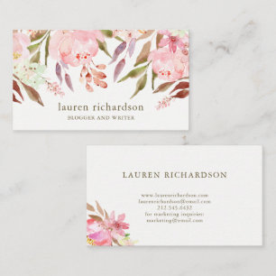 Carte De Visite Belle aquarelle botanique de   florale sur le