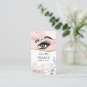 Carte De Visite Belle Aquarelle Rose Bleu Oeil Fleurs (Debout devant)