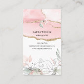 Carte De Visite Belle Aquarelle Rose Bleu Oeil Fleurs (Dos)