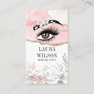 Carte De Visite Belle Aquarelle Rose Bleu Oeil Fleurs