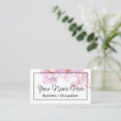Carte De Visite Belle aquarelle rose fleurs florales (Debout devant)