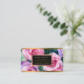 Carte De Visite Belle Aquarelle Rose Rose Collection Populaire (Debout devant)