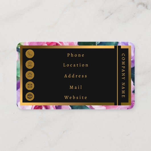 Carte De Visite Belle Aquarelle Rose Rose Collection Populaire (Dos)