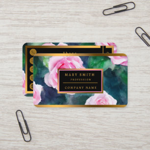 Carte De Visite Belle Aquarelle tendance Collection Roses roses ro