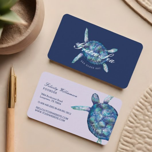 Carte De Visite Belle baignade Tortue de mer Illustration