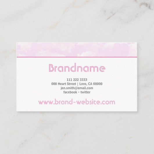 Carte De Visite Belle Bébé Pastel Ciel rose Nuages Étoiles (Dos)