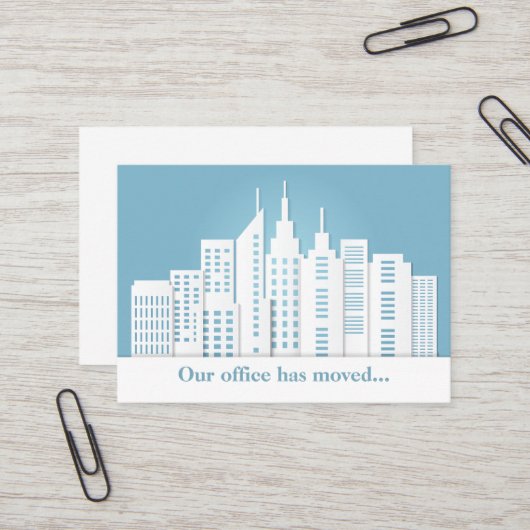 Carte De Visite Belle Blue City Skyline Changement d'adresse (Devant/Arrière en situation)