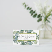 Carte De Visite Belle calligraphie turquoise douce verte (Debout devant)