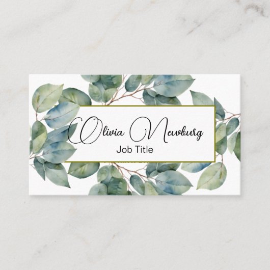 Carte De Visite Belle calligraphie turquoise douce verte (Devant)