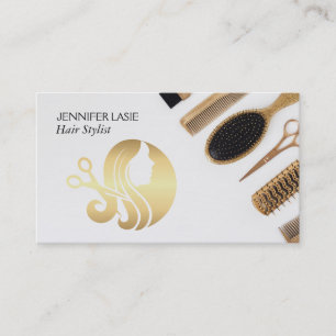 Carte De Visite Belle ciseaux de cheveux Logo du salon Outils St