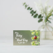 Carte De Visite Belle coccinelle avec citation motivante (Debout devant)