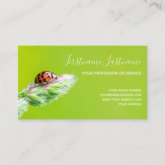 Carte De Visite Belle coccinelle avec une citation de motivation p (Dos)