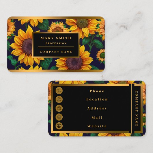 Carte De Visite Belle collection de tournesols tendance (Devant / Derrière)