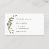 Carte De Visite Belle couronne d'aquarelle de verdure Monogramme (Dos)