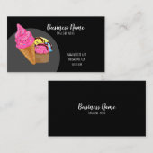 Carte De Visite Belle crème glacée noire et rose (Devant / Derrière)