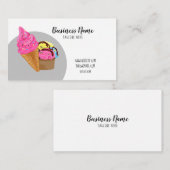 Carte De Visite Belle crème glacée Saupoudrée blanche et rose (Devant / Derrière)