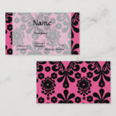 Carte De Visite belle damas noire sur chic rose vif (Devant / Derrière)