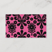 Carte De Visite belle damas noire sur chic rose vif (Dos)