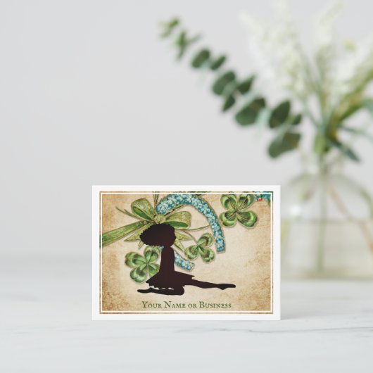 Carte De Visite Belle danseuse irlandaise, Shamrock et fer à cheva (Debout devant)