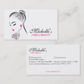 Carte De Visite Belle femme aux boucles d'oreilles roses (Devant / Derrière)