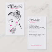 Carte De Visite Belle femme avec le marquage à chaud rose de (Devant / Derrière)