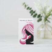 Carte De Visite Belle fille avec le marquage à chaud rose de (Debout devant)