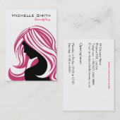 Carte De Visite Belle fille avec le marquage à chaud rose de (Devant / Derrière)