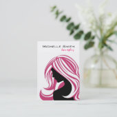 Carte De Visite Belle fille avec le marquage à chaud rose de (Debout devant)